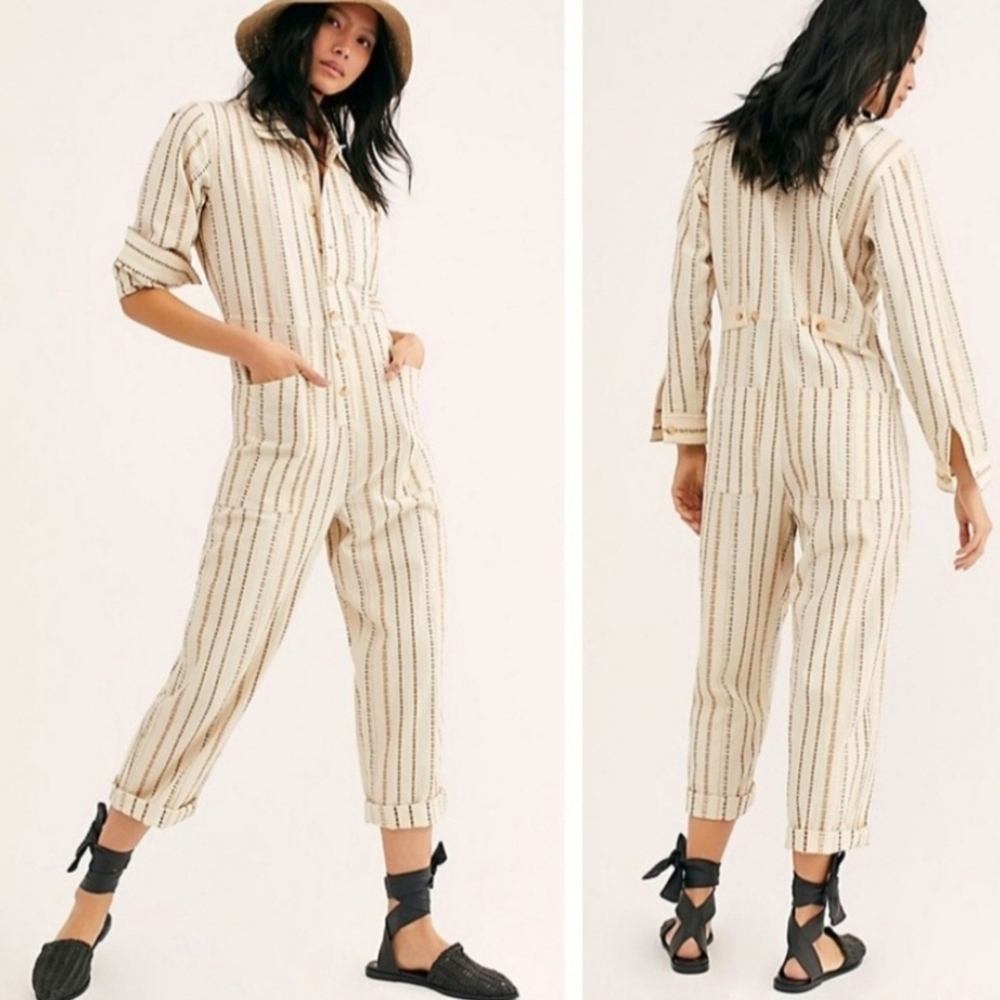 Free People Gia Yarn Dye Coveralls